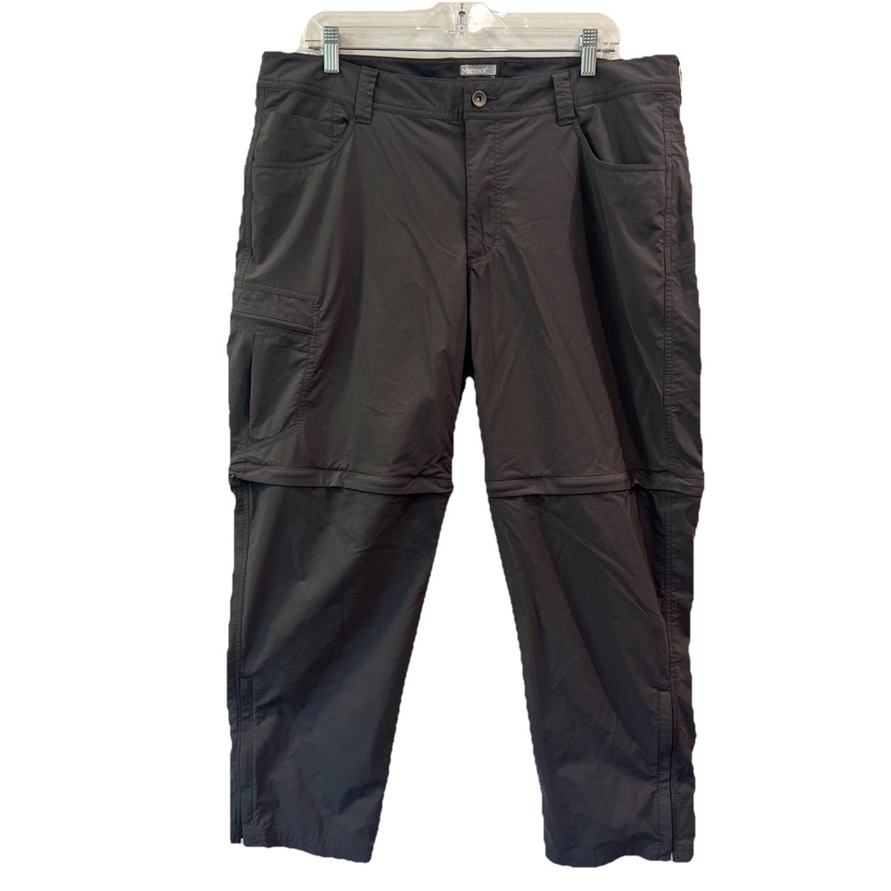 Marmot Mens Gray Convertible Hiking Pants Size 38x30 Stretchy Outdoors Shorts‎